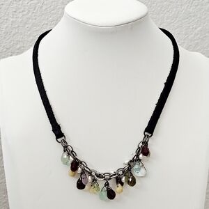 Silpada Sterling Silver Freshwater Pearl Glass Bead Leather Strip Necklace N1263